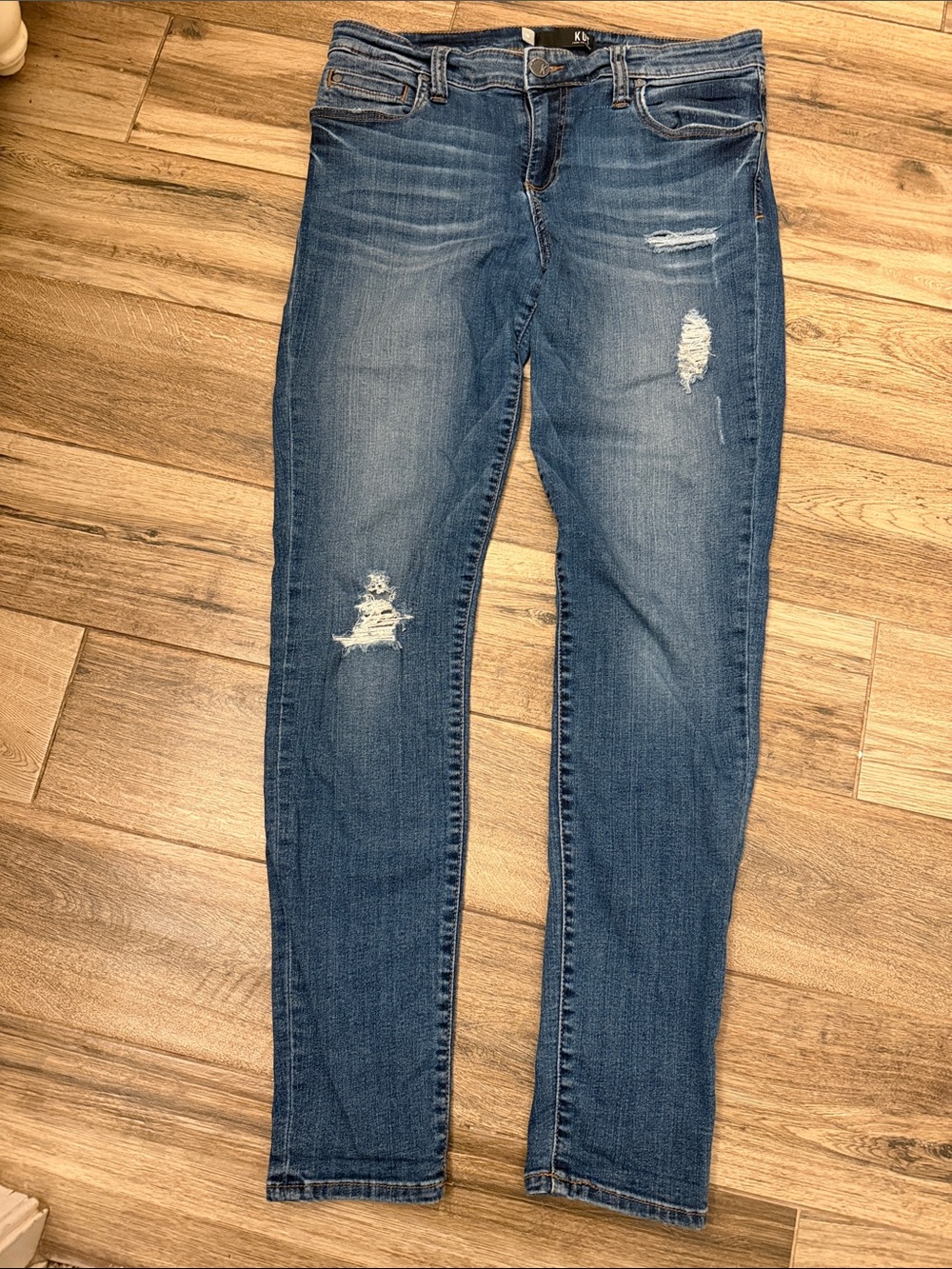 Kut from the Kloth Distressed Dark Blue Skinny Jeans